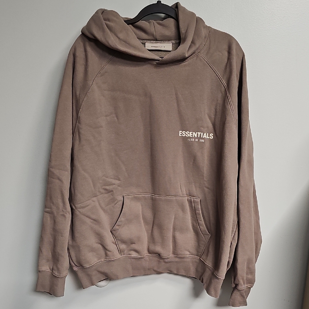 Fear of God ESSENTIALS Hoodie Large Taupe Pullover Hooded Sweatshirt (#3)
